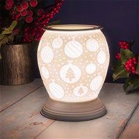 Aroma Christmas Lamp With Etched Bauble Design 16cm